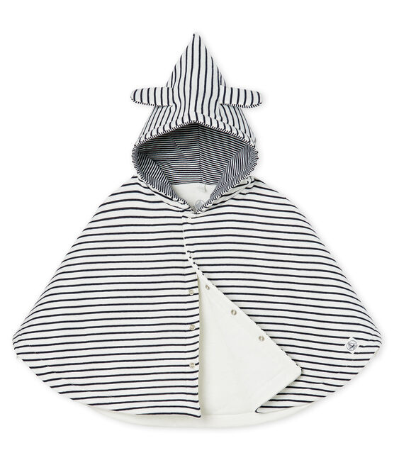 Cape iconique bébé en côte ouatinée blanc MARSHMALLOW/bleu SMOKING