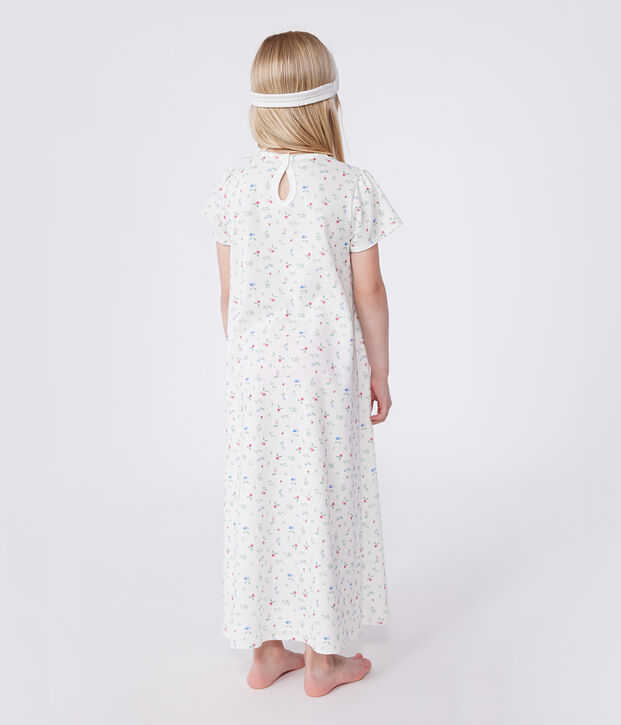 Chemise de nuit d&eacute;guisement et diad&egrave;me enfant en coton blanc/multicouleur
