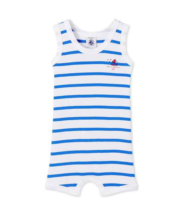 Combicourt b&eacute;b&eacute; gar&ccedil;on ray&eacute; wit/blauw