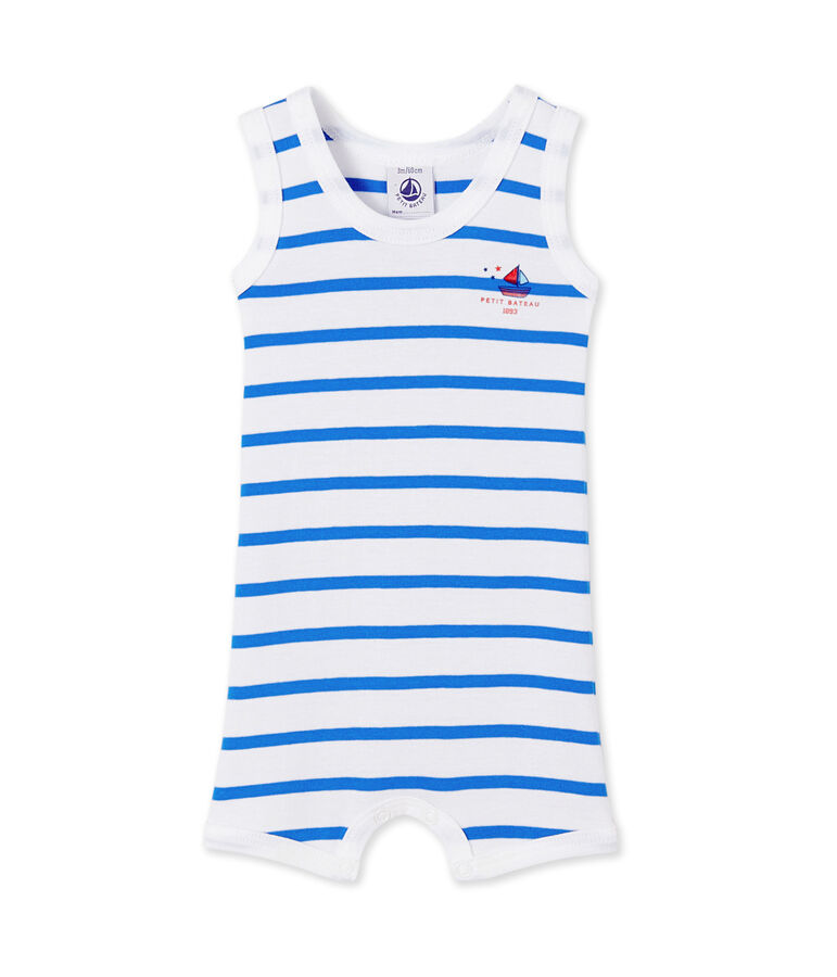 Combicourt b&eacute;b&eacute; gar&ccedil;on ray&eacute; wit/blauw