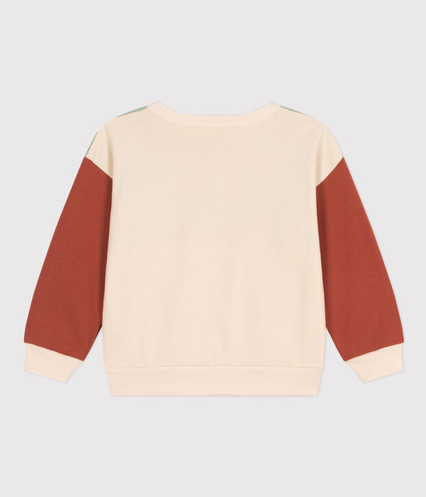 Sweatshirt colorblock in fleece voor jongens ecru/multicouleur