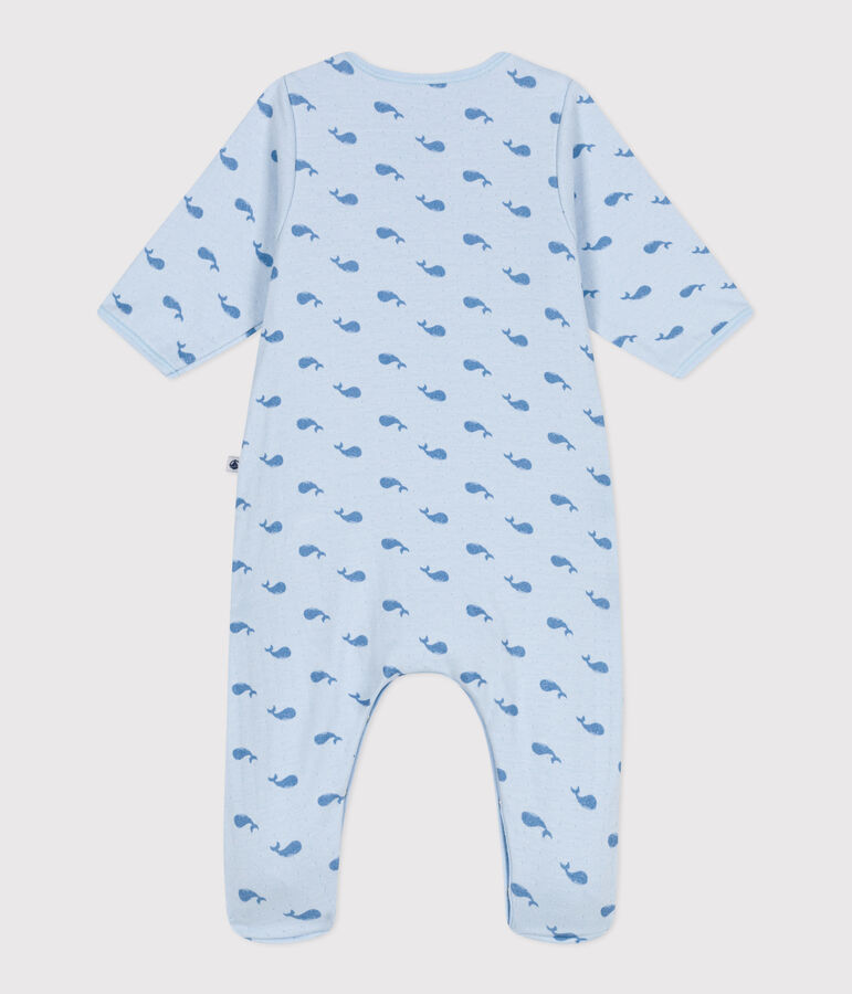 Bodyjama b&eacute;b&eacute; en tubique baleine bleu/bleu