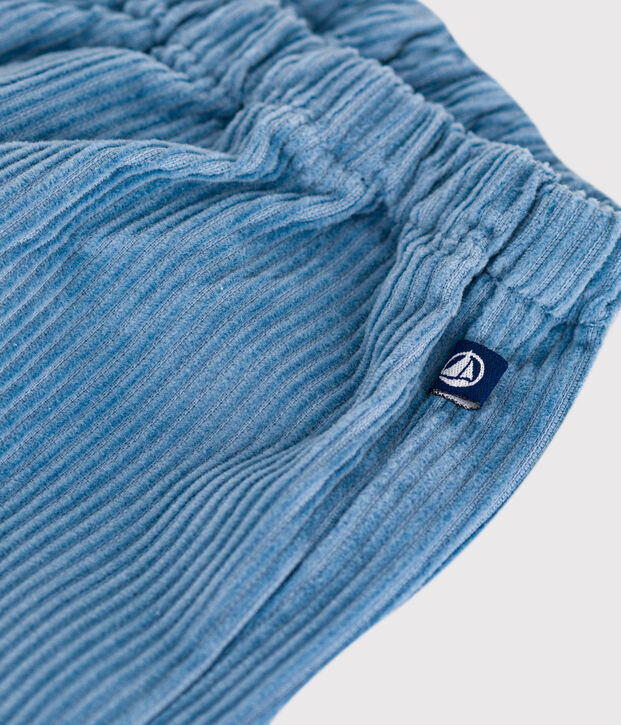 Effen fluwelen babybroekje blauw