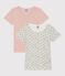 Lot de 2 tee shirts manches courtes fleurs en coton petite fille variante 1