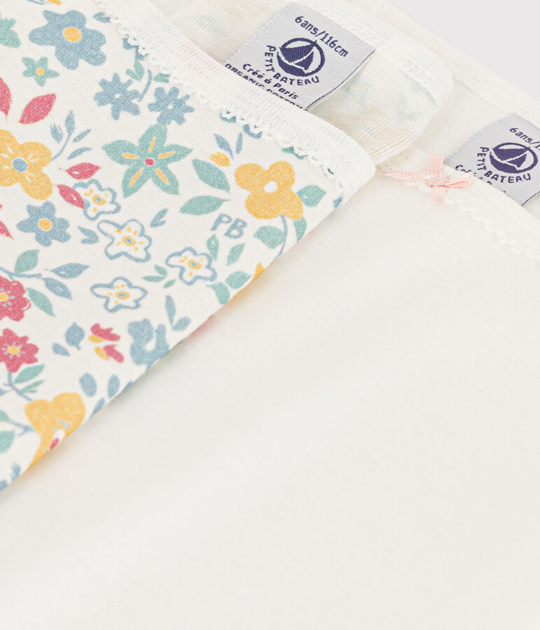 Set van 2 meisjeshemdjes met bandjes en bloemetjes in katoen multicouleur