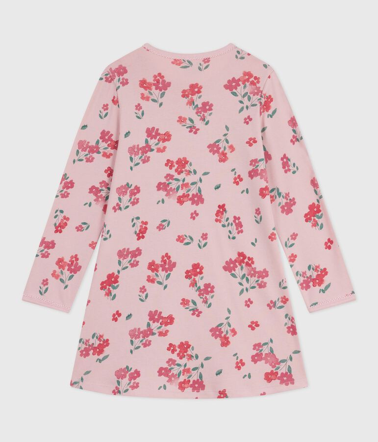 Chemise de nuit enfant en coton imprim&eacute; fleurs rose/multicouleur