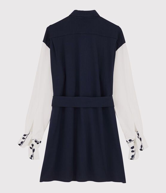 Hemdjurk Dames Christoph Rumpf x Petit Bateau blauw SMOKING/wit MARSHMALLOW