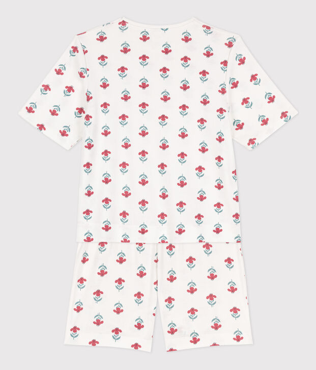 Pyjacourt fleurs en coton femme blanc/multicouleur