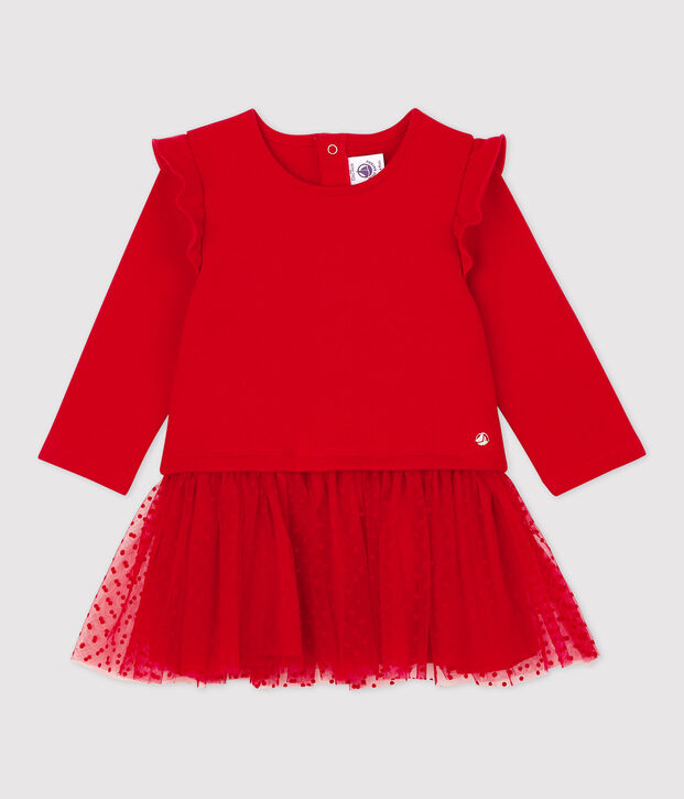 Jurk van molton en tule baby. rood