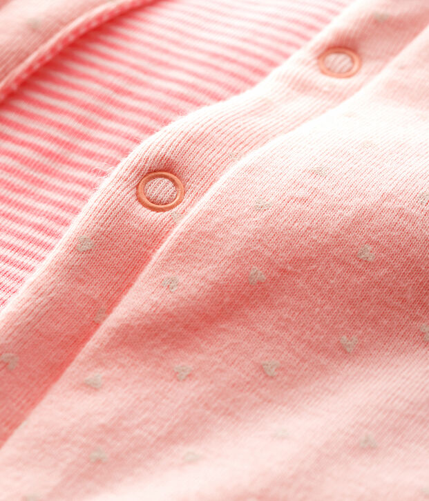 Mouwloos omkeerbaar vest van gewatteerde ribstof baby meisje roze/wit