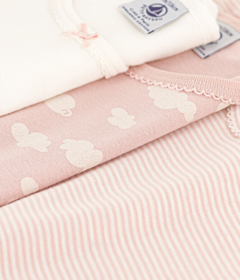 Lot de 3 tee shirts manches courtes nuages en coton  petite fille multicouleur