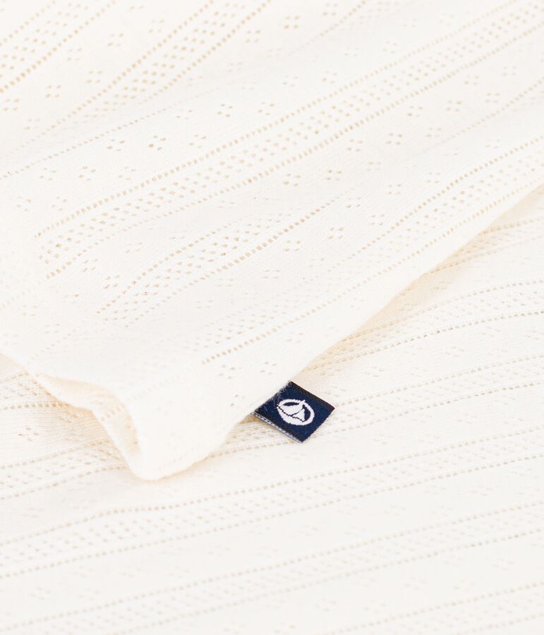 Dames-T-shirt van effen katoen met korte mouwen ecru