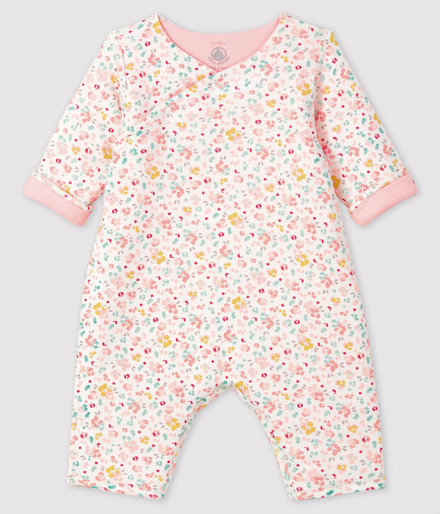 Lang babypakje van ribstof wit/multicouleur