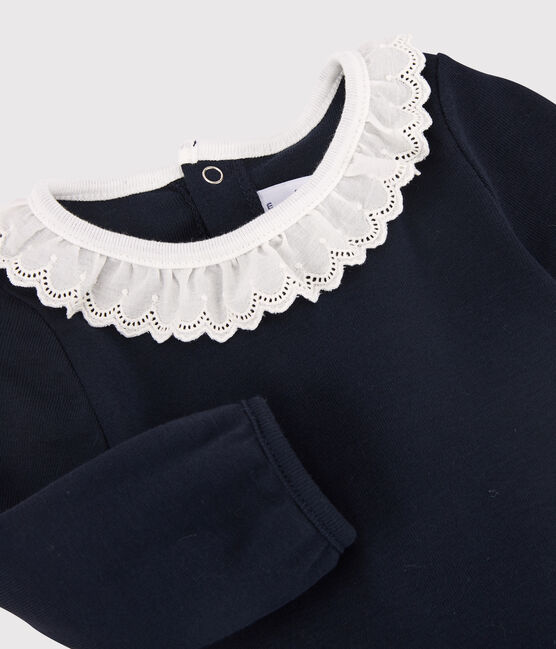 Robe manches longues bébé fille blanc MARSHMALLOW/bleu SMOKING