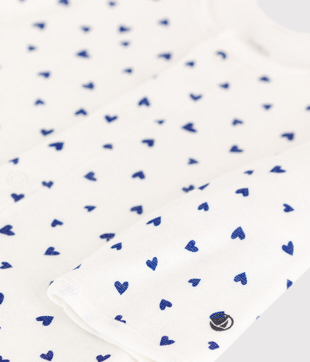 Bodyjama met hart in tubic wit/blauw