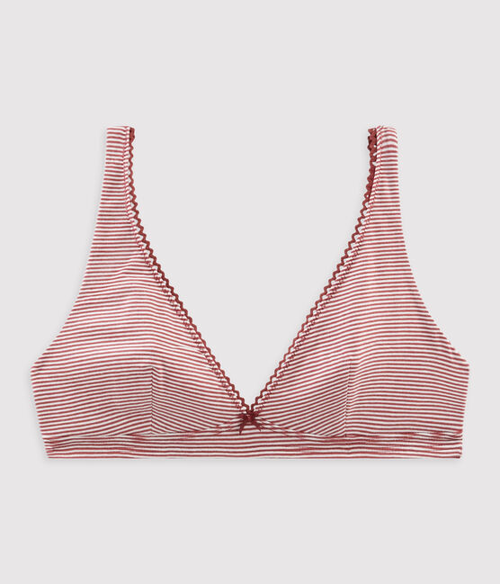 Soutien-gorge triangle femme rouge CARMIN/blanc MARSHMALLOW