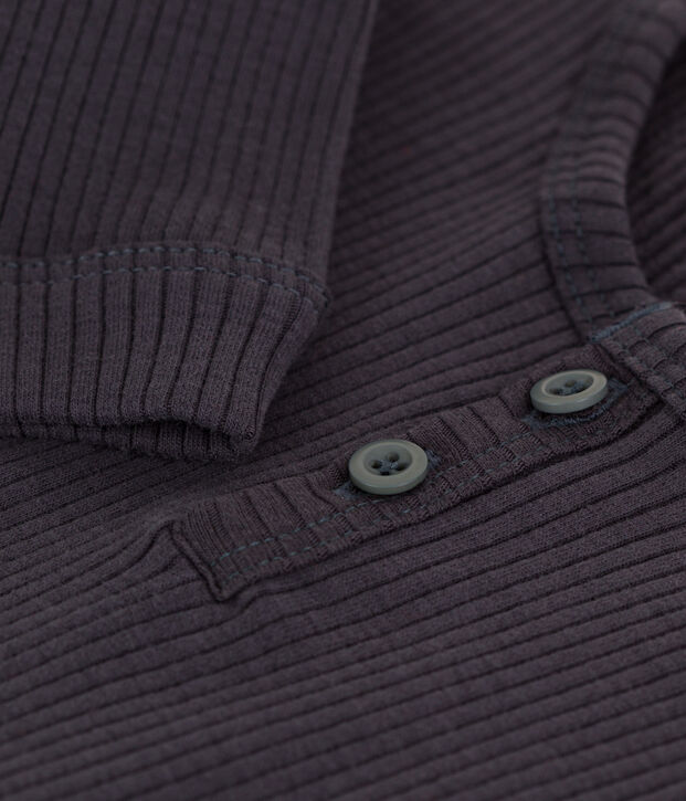 Tee-shirt manches longues b&eacute;b&eacute; en maille c&ocirc;tel&eacute;e gris