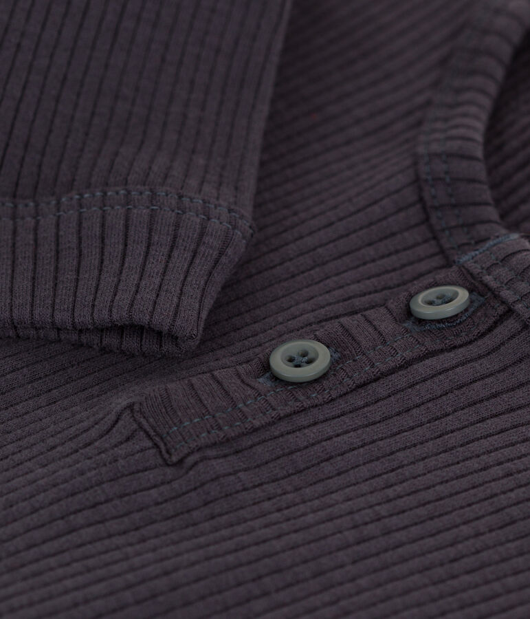 Tee-shirt manches longues b&eacute;b&eacute; en maille c&ocirc;tel&eacute;e gris