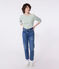 Katoenen marineshirt met lange mouw voor dames groen MARSHMALLOW/ PALMERAIE