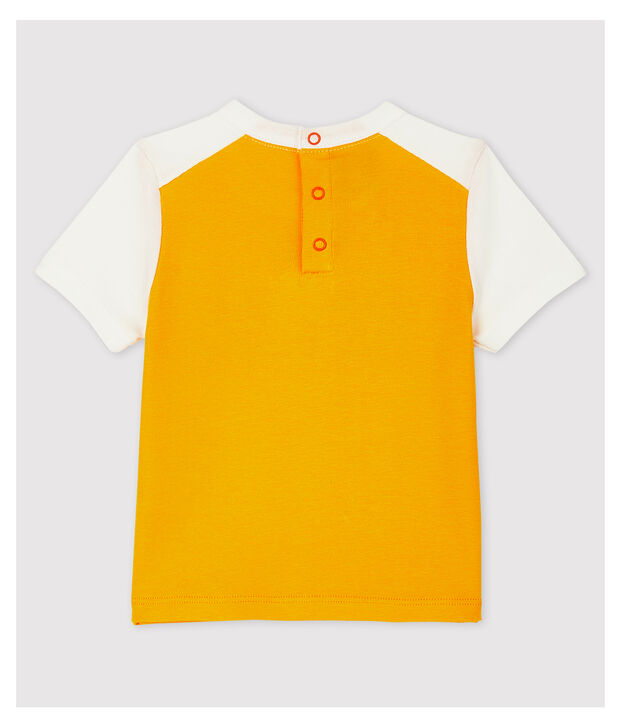Tee-shirt manches courtes en coton b&eacute;b&eacute; gar&ccedil;on jaune/blanc