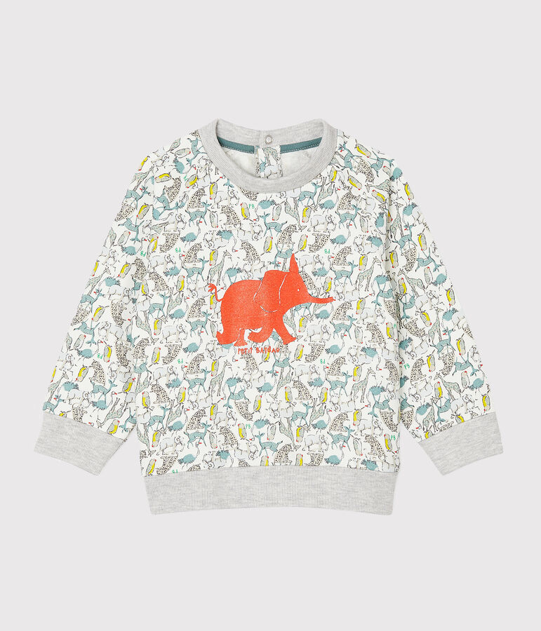Sweatshirt b&eacute;b&eacute; gar&ccedil;on en molleton blanc MARSHMALLOW/blanc MULTICO