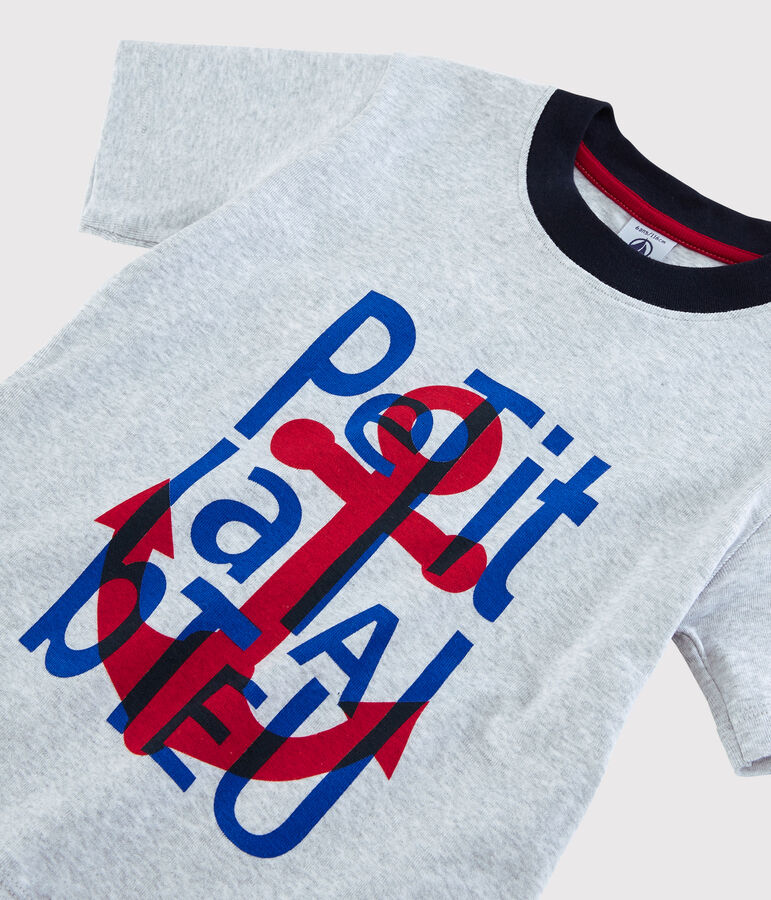 Katoenen T-shirt met korte mouwen voor jongens grijs