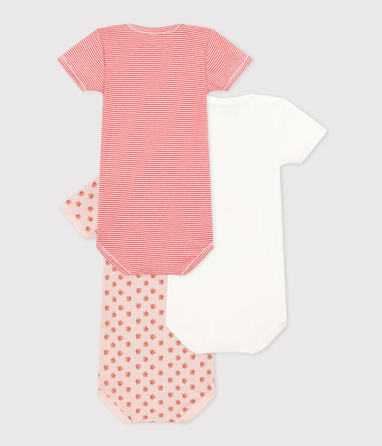 Lot de 3 bodies manches courtes fleurs b&eacute;b&eacute; en coton variante 1