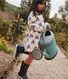 Meisjesjurk met lange mouwen in fleece met print