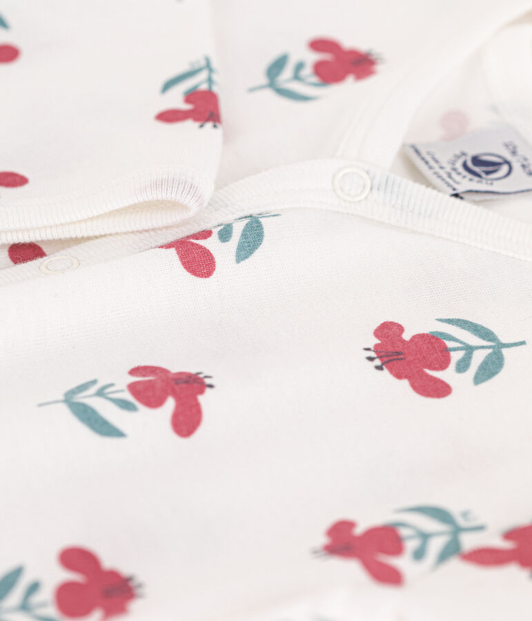 Slaappakje zonder voetjes met bloemenprint in katoen wit/multicouleur