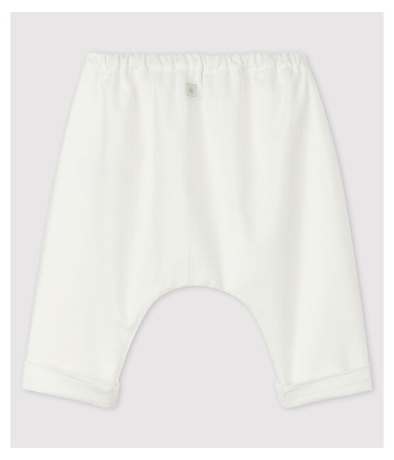 Pantalon blanc bébé en popeline de coton biologique blanc MARSHMALLOW