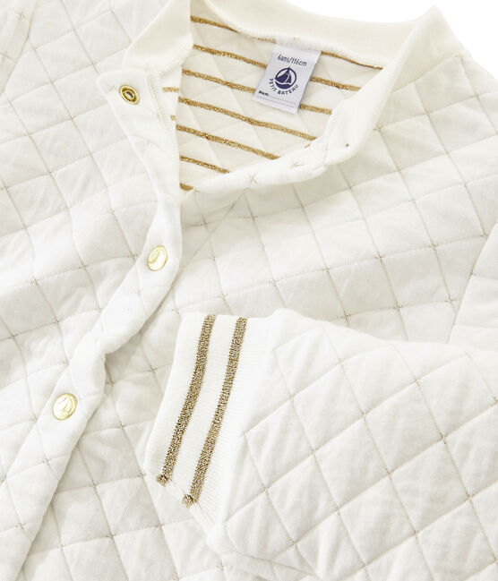 Cardigan en tubique matelassé enfant fille blanc MARSHMALLOW