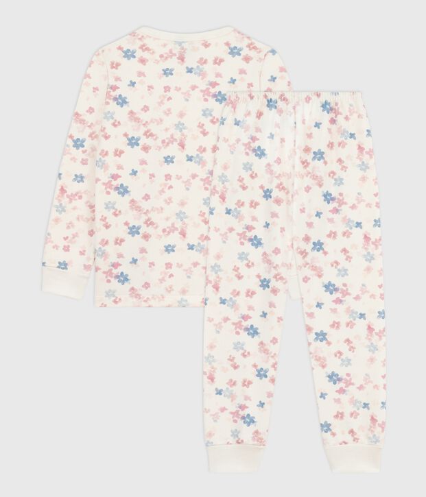 Kinderpyjama van fleece met bloemetjesprint ecru/multicouleur