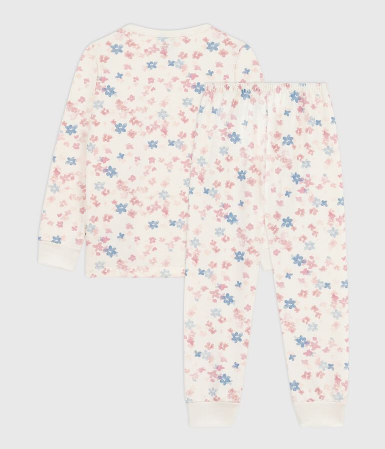 Kinderpyjama van fleece met bloemetjesprint ecru/multicouleur