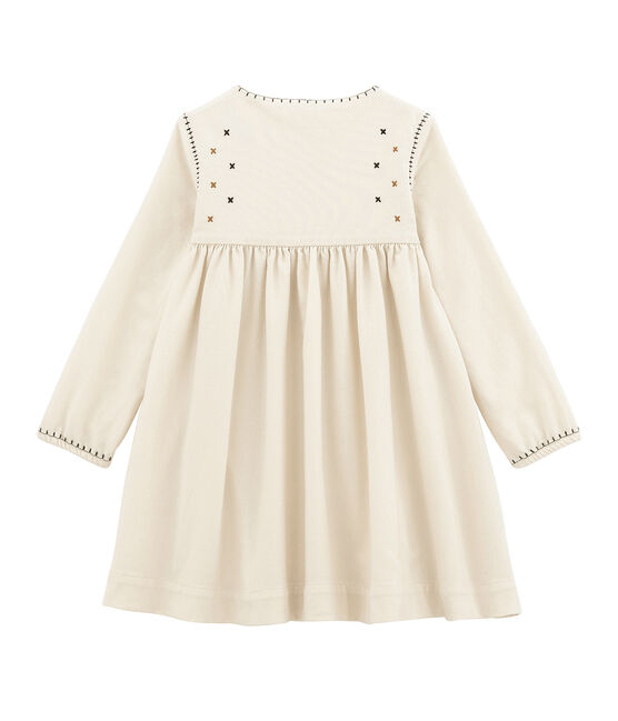 Robe enfant fille manches longues brodées blanc MARSHMALLOW