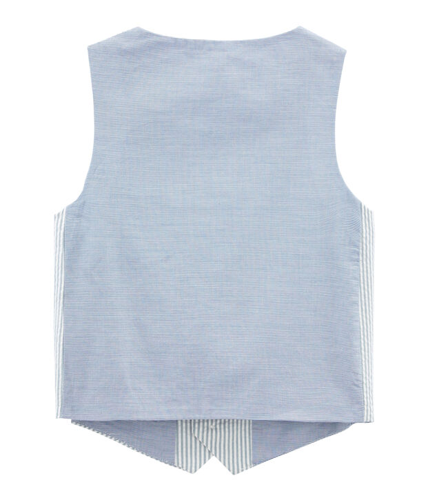 Gilet sans manches garcon bleu/blanc