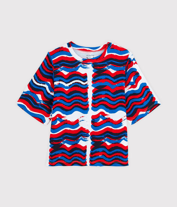 Tee shirt r&eacute;&eacute;dition Hy&egrave;res femme blanc/multicouleur