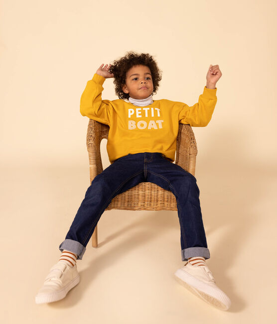 Sweatshirt imprimé en molleton enfant fille / garçon jaune BOUDOR