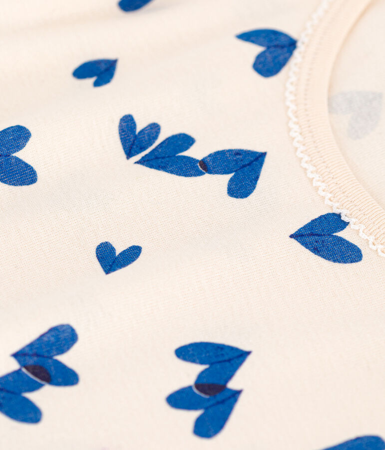 Chemise de nuit c&oelig;ur petite fille en coton &eacute;cru/multicouleur