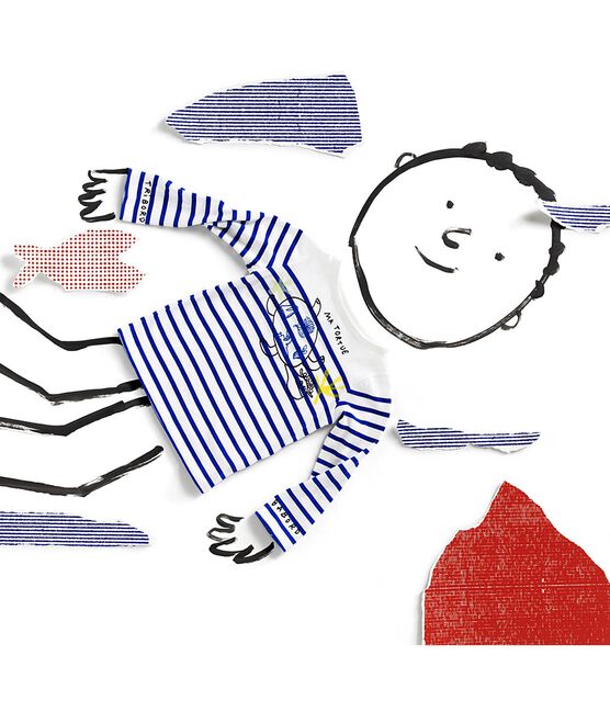Marinière Serge Bloch enfant blanc MARSHMALLOW/bleu PERSE