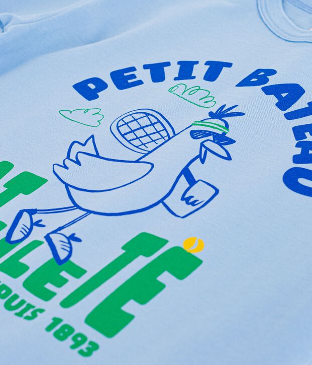 Tee-shirt enfant manches courtes en coton bleu clair