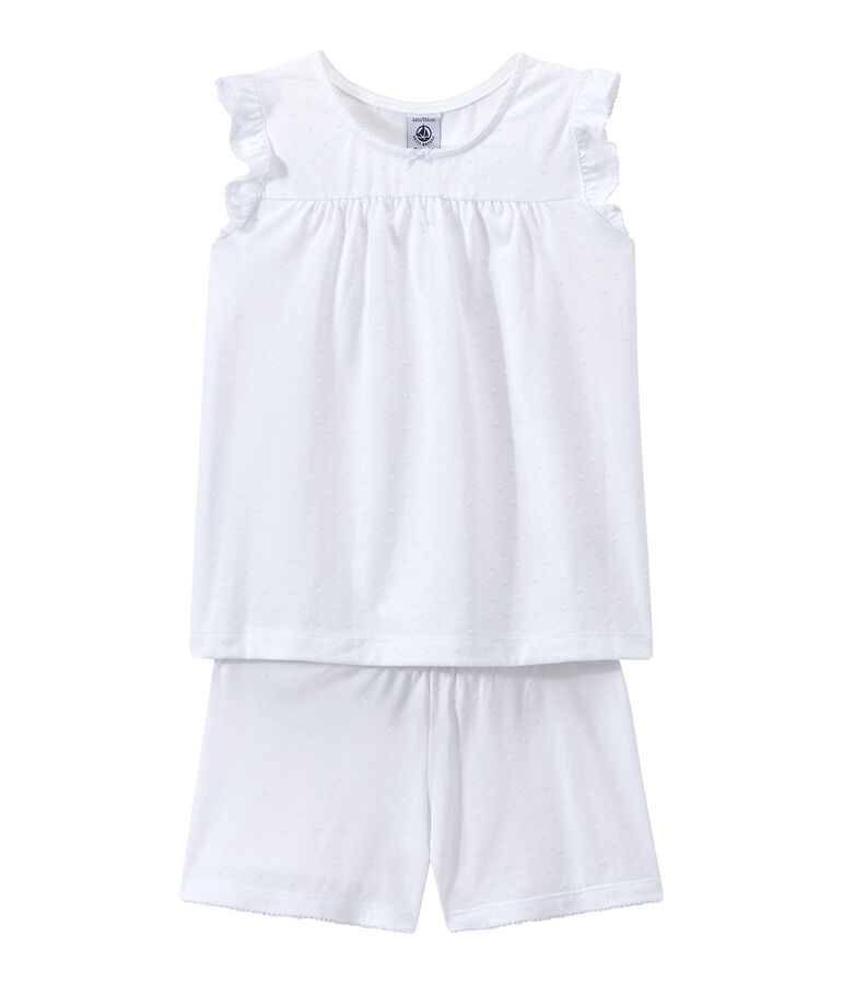 Pyjacourt fille en coton fin blanc ECUME