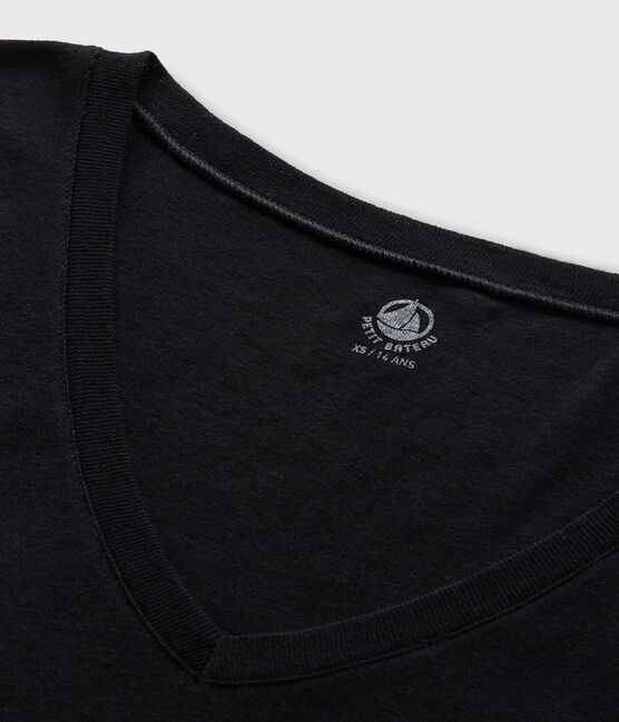Tee-shirt L'ICONIQUE col V en coton Femme noir NOIR