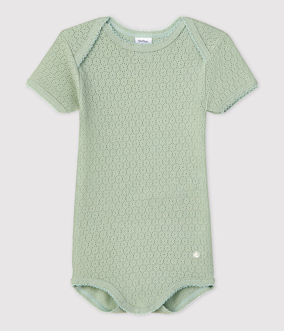 Body manches courtes en maille ajourée bébé vert HERBIER