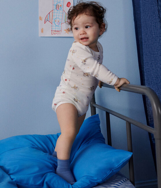 Set van 5 katoenen babybody's met lange mouwen en ruimteprint variante 1