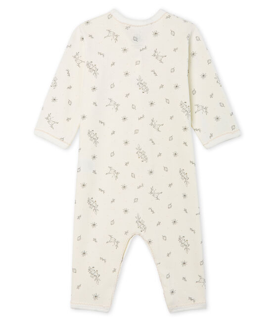 Dors bien sans pieds bébé fille en côte blanc MARSHMALLOW/blanc MULTICO