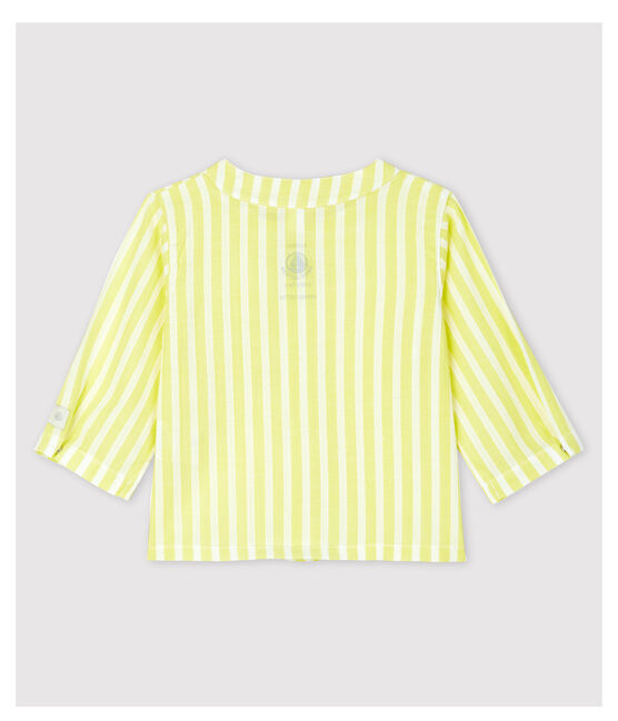 Blouse à rayures jaunes bébé en popeline de coton biologique jaune JAUNE/blanc MARSHMALLOW