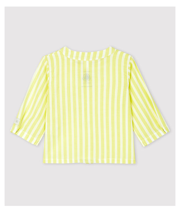 Blouse &agrave; rayures jaunes b&eacute;b&eacute; en popeline de coton biologique jaune/blanc