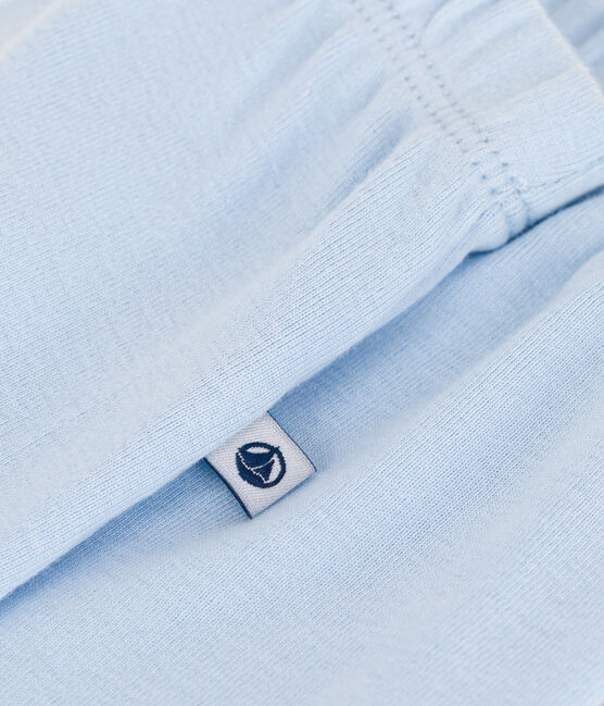 Pantalon à pied naissance en coton uni bleu TOUDOU