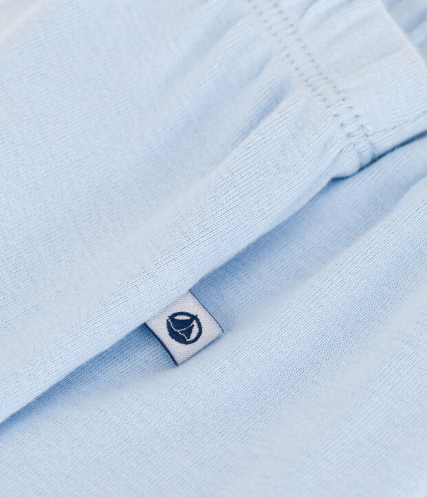 Pantalon &agrave; pied naissance en coton uni bleu clair