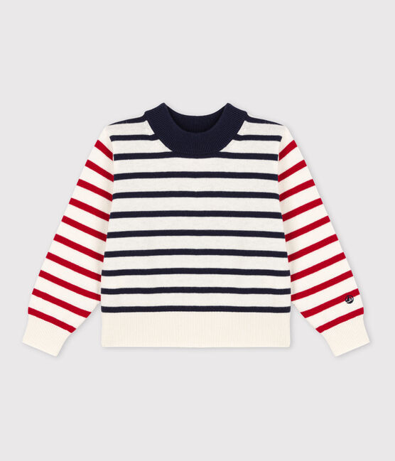 Pull marin en coton enfant fille / garçon blanc MARSHMALLOW/blanc MULTICO